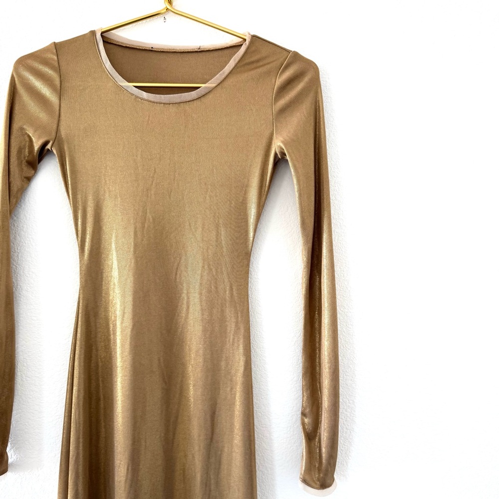 BCBG Maxazria Fresno Long Sleeve Dress in Gold - Picture 3 of 9